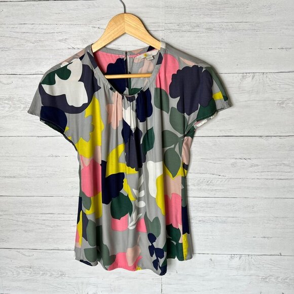 Boden Blouse Womens Size US 2 Colorful Ravello Floral Silk Blend Springtime - Picture 3 of 15